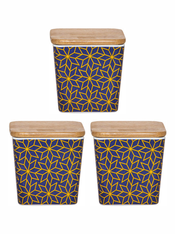 Stehlen Colored Melamine Storage Canister with Airtight Wooden Lid (Set of 3pcs)