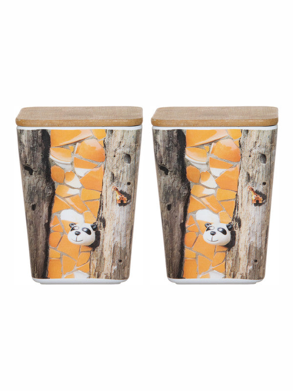 Stehlen Colored Melamine Storage Canister with Airtight Wooden Lid (Set of 2pcs)