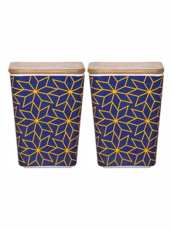 Stehlen Colored Melamine Storage Canister with Airtight Wooden Lid (Set of 2pcs)