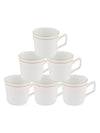 Bone China Tea Cups/Coffee Mugs with Real Gold Line  Small Size (Set of 6 mugs)