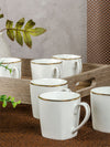 Bone China Tea Cups/Coffee Mugs with Real Gold Line Small Size (Set of 6 mugs)