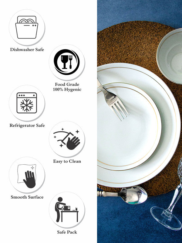 Sonaki Bone China Dinner Set with Glod Line ( Set of 4pcs Dinner Plate, 4pcs Quarter Plate & 4pcs Veg Bowl)