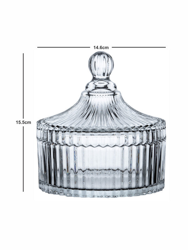 Goodhomes Glass Candy Jar with Lid (Set of 2pcs)