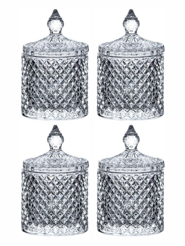 Goodhomes Glass Candy Jar with Lid (Set of 4pcs)