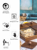 Goodhomes Glass Bowl With Wooden Lid & Tray (Set of 9pcs)