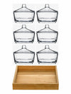 6pcs Glass Candy Bowl with Lid & Wooden Tray set