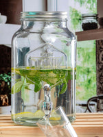 White Gold Glass Beverage Dispenser With Metal Lid