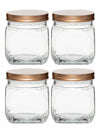 White Gold Glass Storage Jar with Metal Lid (Set of 4pcs)