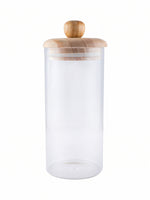 Glass Storage Jar with Wooden Lid (Set of 2pcs)