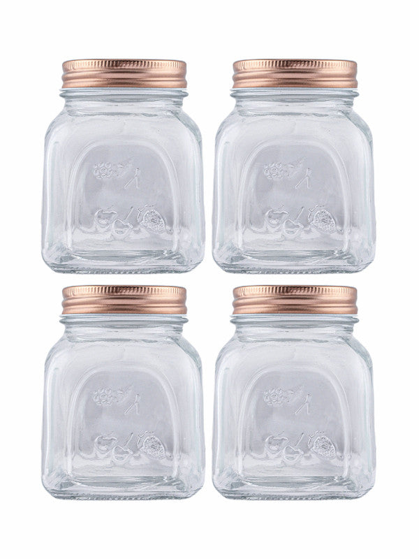 Glass Storage Jar with Copper Lid (Set of 4pcs)