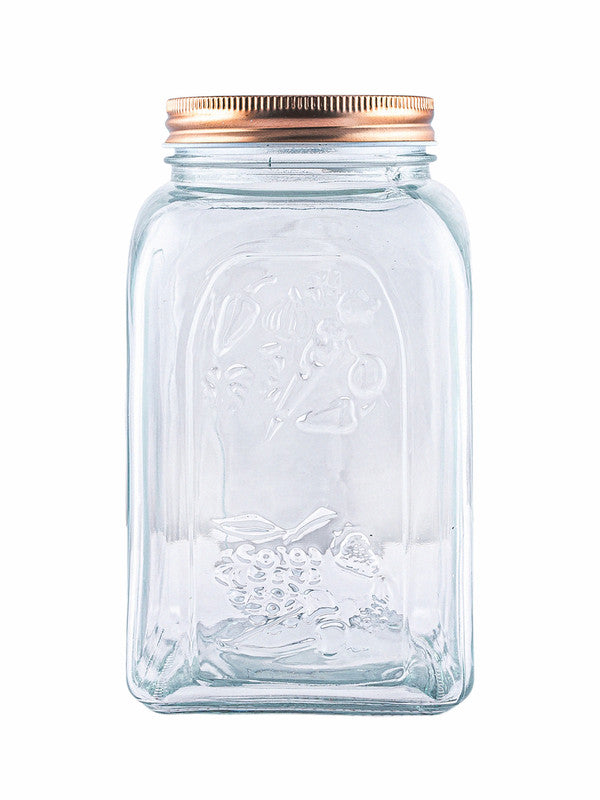 Glass Storage Jar with Copper Lid (Set of 3pcs)