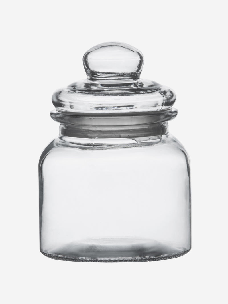 White Gold Glass Storage Jar With Glass Lid (Set Of 2Pcs)