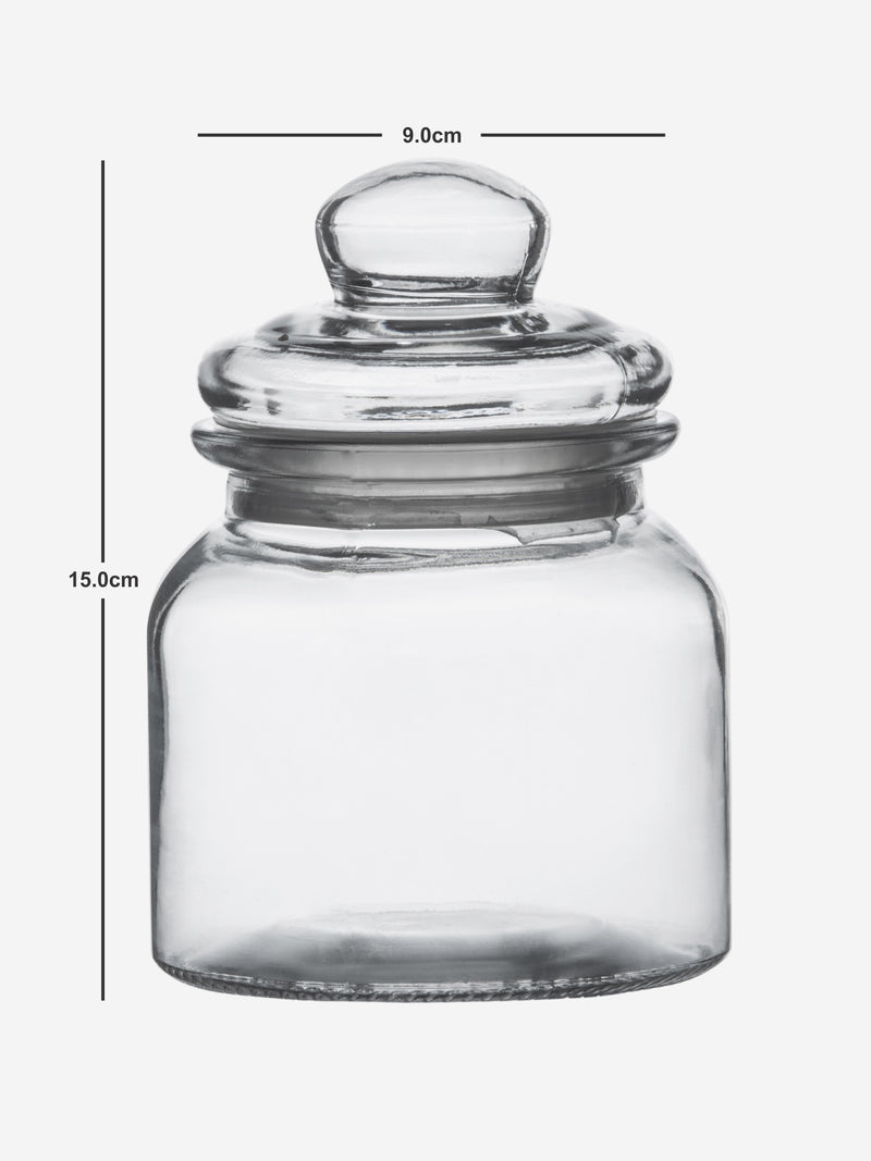 White Gold Glass Storage Jar With Glass Lid (Set Of 2Pcs)