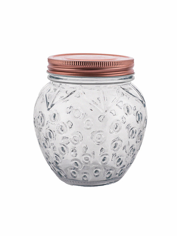 Glass Jar Set with Rose Gold Colour Lid (Set of 4pcs)