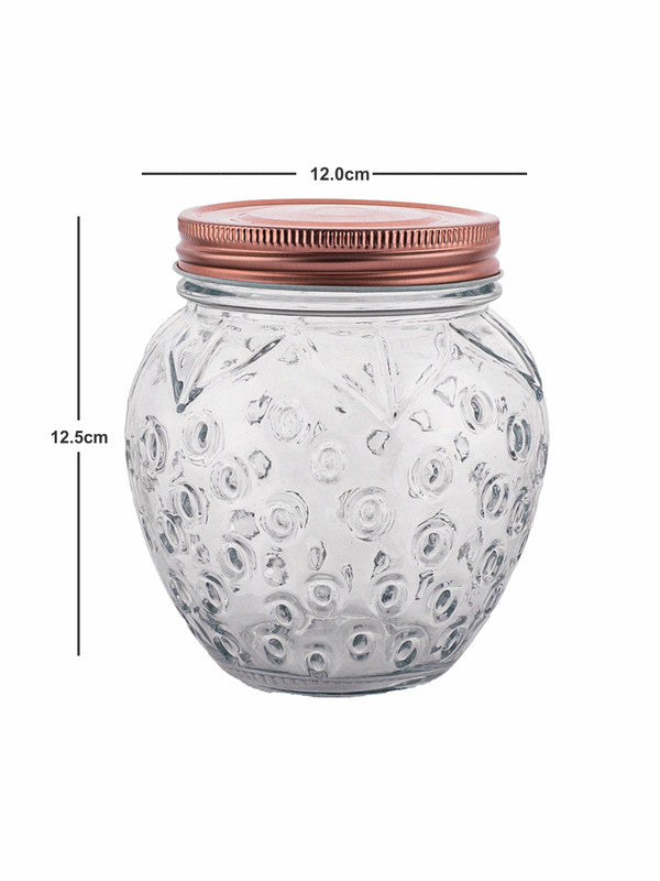 Glass Jar Set with Rose Gold Colour Lid (Set of 4pcs)