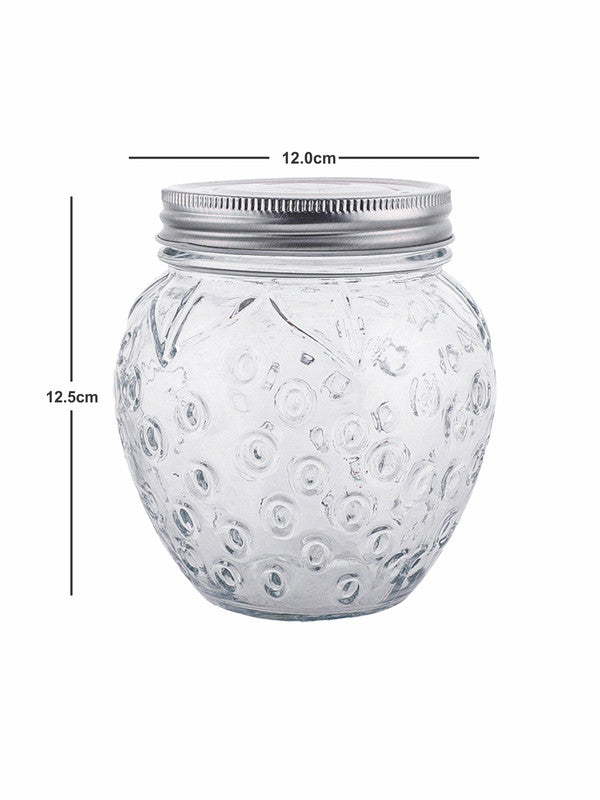 Glass Jar Set with Silver Colour Lid (Set of 4pcs)