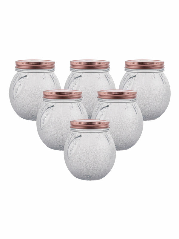 Glass Jar Set with Rose Gold Colour Lid (Set of 6pcs)