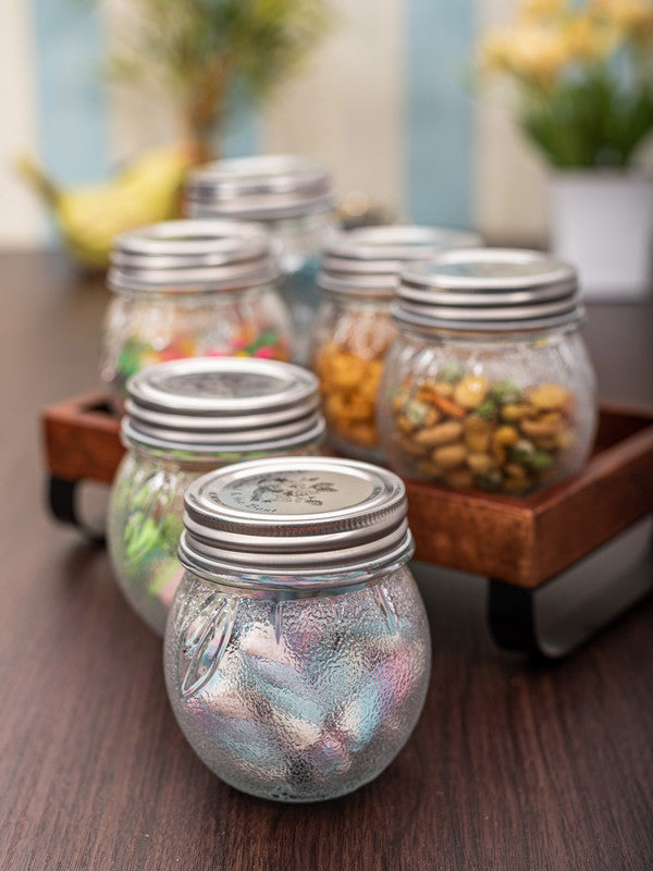 Glass Jar Set with Silver Colour Lid (Set of 6pcs)