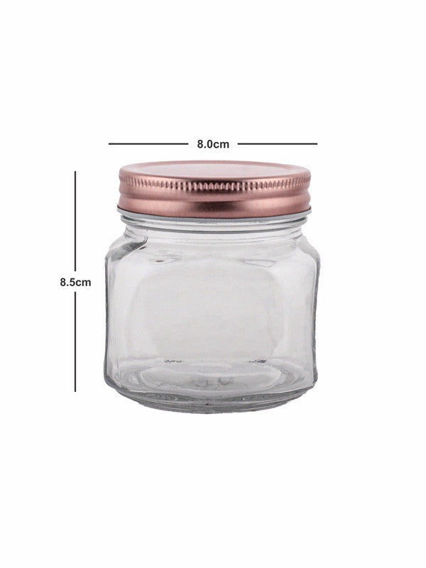 Glass Jar Set with Copper Colour Lid (Set of 6pcs)