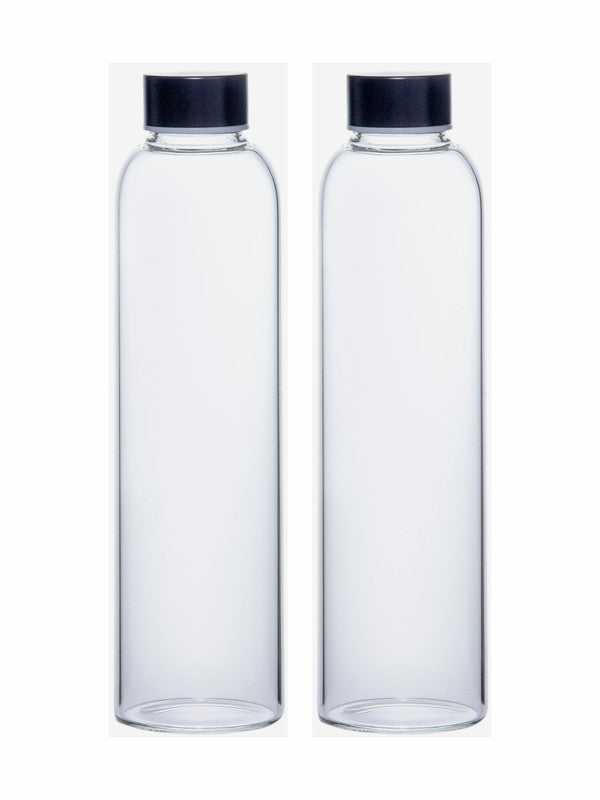 White Gold Transparent Borosilicate Glass Bottle (Set of 2pcs)