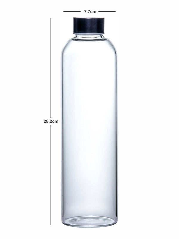 White Gold Transparent Borosilicate Glass Bottle (Set of 2pcs)