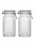 White Gold Glass Storage Jar with Lid (Set of 2pcs)