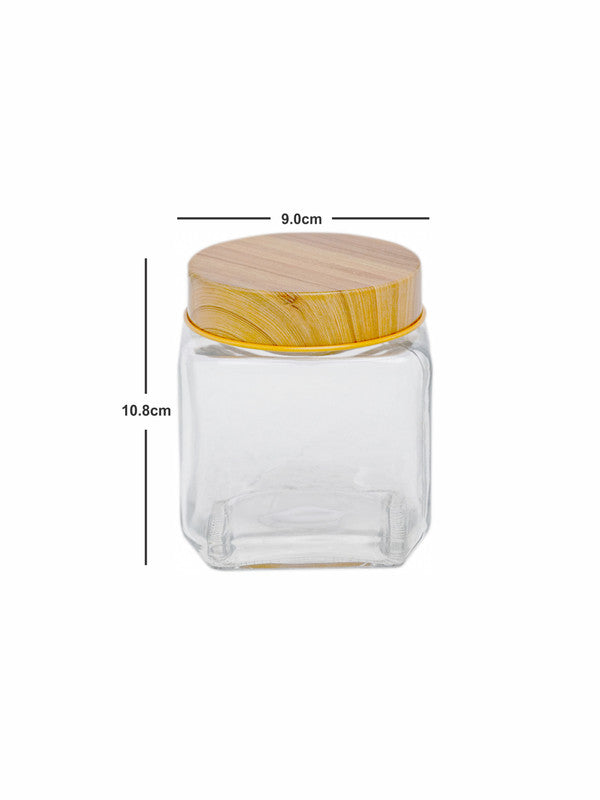 White Gold Airtight Glass Canister With Bamboo (Set of 4pcs)