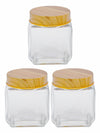 White Gold Airtight Glass Canister With Bamboo (Set of 3pcs)