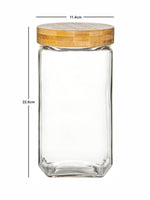 White Gold Airtight Glass Canister with Bamboo Lid (Set of 2pcs)