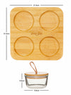 White Gold Airtight Glass Container with Bamboo Lid & Tray (Set of 4pcs Canister & 1pc Tray)