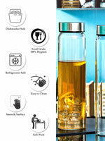 White Gold Transparent Borosilicate Glass Bottle (Set of 2pcs)