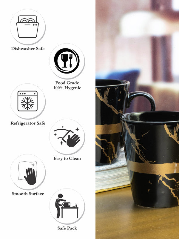 Marble Coffee Cups Set, Black & White Ceramic Coffee Mug (Pack Of 2)