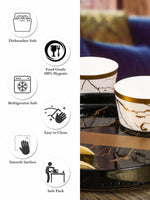 White Gold Porcelain Bowl & Platter with Gold Print (Set of 2pcs Bowl & 1pc Plate)