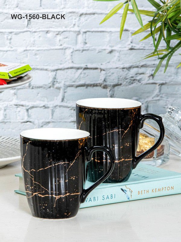 White Gold Porcelain Large Coffee Mug with Gold Print (Set of 2pcs) – GOOD  HOMES