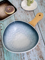 Porcelain Serving Bowl with Wooden Handle