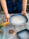 Porcelain Serving Plate with Wooden Handle