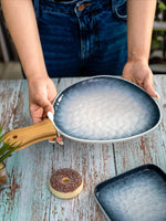 Porcelain Serving Plate with Wooden Handle