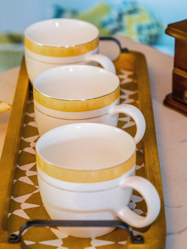White Gold Porcelain Tea/Coffee Mug (Set of 6pcs)
