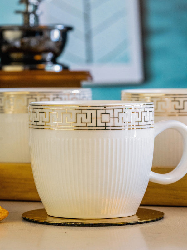 White Gold Porcelain Tea/Coffee Mug (Set of 6pcs)