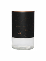 White Gold Glass Storage Jar with Metal cover and Push button Lid