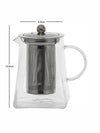 White Gold Glass Tea Pot With Steel Lid