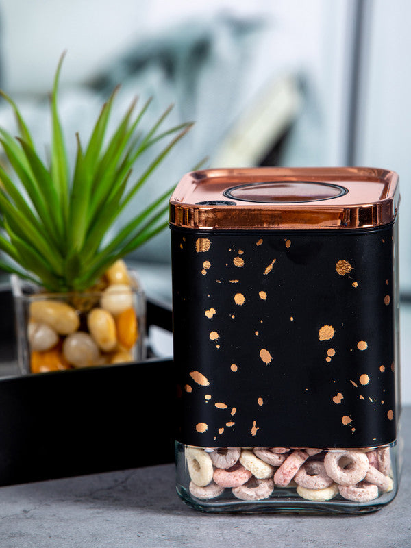 White Gold Glass Storage Jar with Lid