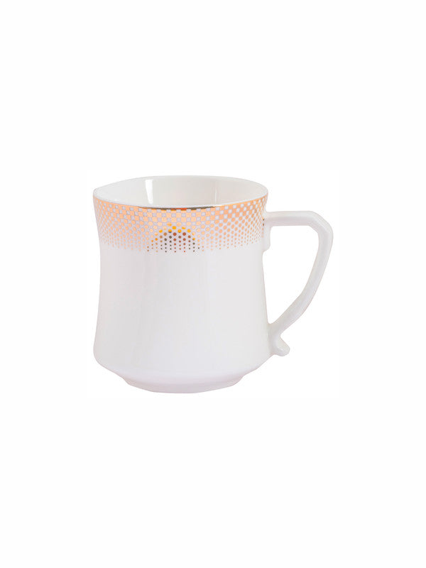 White Gold Porcelain Coffee Mug with Gold Print (Set of 6pcs)
