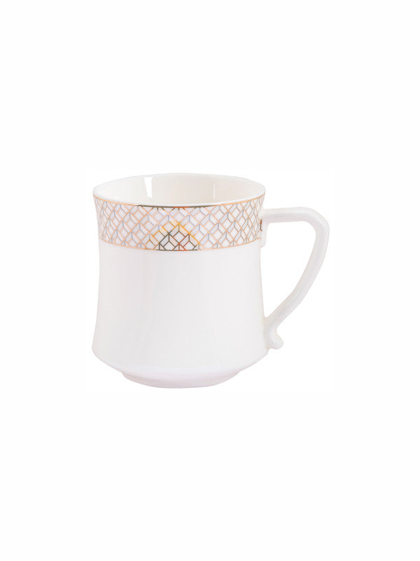 White Gold Porcelain Coffee Mug with Gold Print (Set of 6pcs)