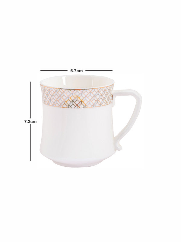 White Gold Porcelain Coffee Mug with Gold Print (Set of 6pcs)