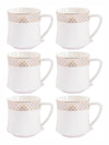 White Gold Porcelain Coffee Mug with Gold Print (Set of 6pcs)