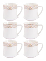 White Gold Porcelain Coffee Mug with Gold Print (Set of 6pcs)