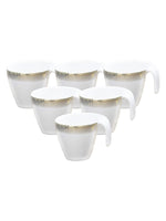 Porcelain Tea Cups/Coffee Mugs with Real Gold Design (Set of 6 mugs)