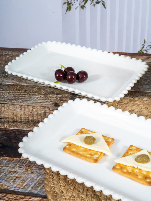 White Gold Porcelain Serving Tray (Set of 2 Pcs.)