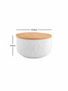 Porcelain Bowl with Wooden Lid & Tray (Set of 5pcs)